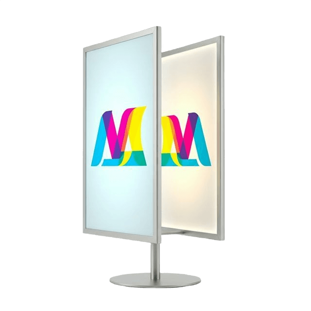 Double-sided illuminating advertising stand